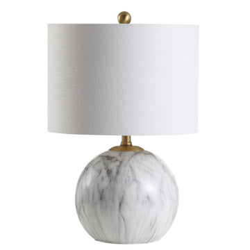 Luna 21.5" Faux Marble Resin LED Table Lamp - JONATHAN Y